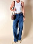 Jeans Yves Saint Laurent Vintage Boy-Friend in Denim Blu Scuro Slavato