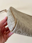 Borsa Christian Dior in tessuto jacquard logato beige con dettagli in pelle cuoio