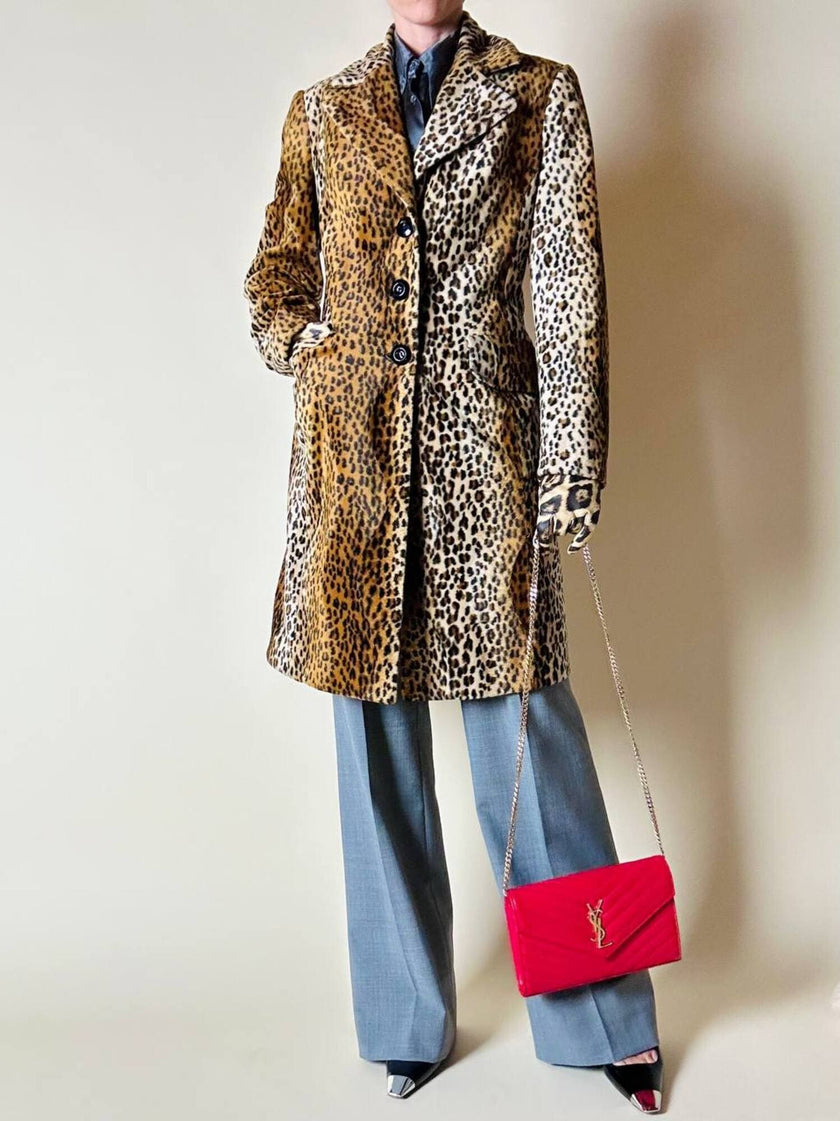 Cappotto leopardato in eco cavallino