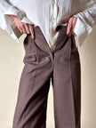 Tailleur giacca/pantalone in lana marrone chiaro “Prestige”