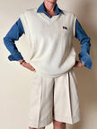 Gilet Valentino Sport in cotone beige con scollo a V logo sul petto