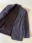 Blazer sartoriale in rasato di lana principe di Galles fango e nero