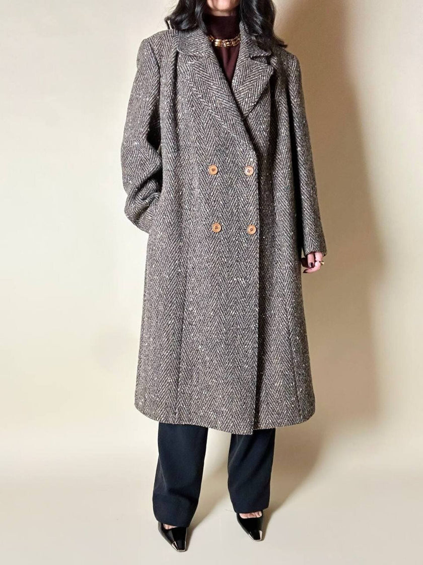 Cappotto Elena Miròin lana boutonné con motivo spinato