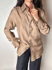 Vintage Gucci dove-grey silk shirt with mother-of-pearl buttons and French cuffs