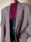 Blazer United Class Coll Colors Benetton in lana pied de poule beige e cioccolato con bottoni berlebeck