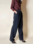 Pantalone Yves Saint Laurent a vita alta con pince in lana grigio antracite