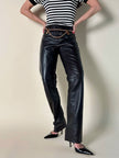 Pantalone vintage Gucci modello a sigaretta in pelle nera