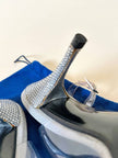 Slingback vintage a punta in plexi e strass argento Stuart Weitzman