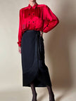 Gonna tulip nera in rasato di lana con riporti in raso “Guy Laroche”