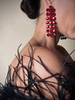 Maxi clip a fanges in cristalli rosso rubino