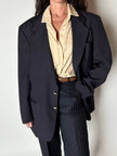 Blazer vintage Enrico Coveri You Young in rasato di lana blu notte con bottoni dorati