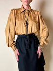 Camicia in tessuto jacquard caramello con loghi “Yves Saint Laurent”