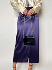 Gonna vintage Kenzo Paris modello a portafoglio in raso viola