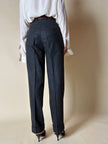 Tailleur gessato giacca/pantalone in lana grigio antracite “Antonio Fusco”