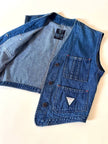 Gilet Valentino Jeans in denim blu slavato con bottoni a chiodo