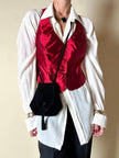 Gilet rosso in shantung di seta con incrocio sulla schiena