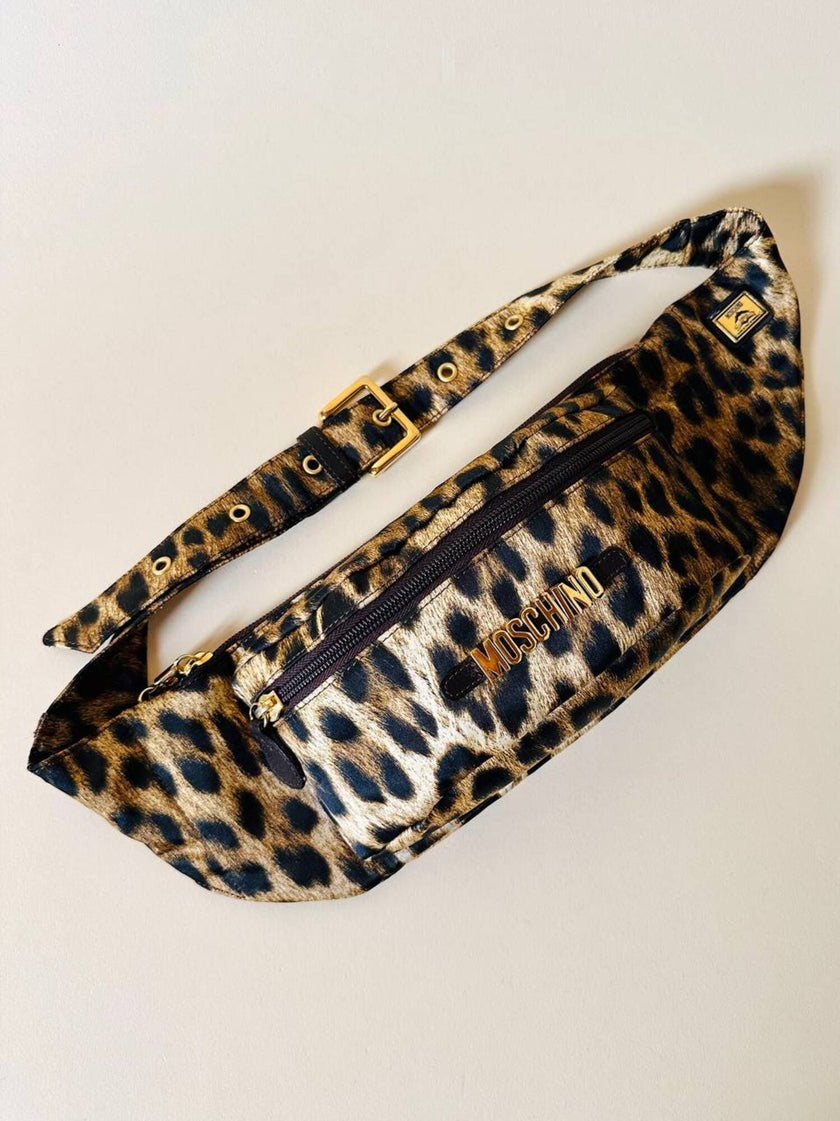 Marsupio in raso leopardato “Moschino”