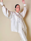 Camicia oversize in seta avorio “È Seta”