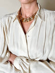 Camicia sartoriale in pura seta jacquard color crema con loghi Gucci