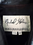 Giacca vintage in pelle nera con zip Michael Hoban North Beach Leather