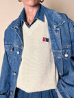 Gilet Valentino Sport in cotone beige con scollo a V logo sul petto