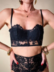 Top in pizzo e raso nero “La Perla”