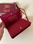 Borsa vintage Guy Laroche Paris in raso color lampone con nappa couture