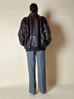 Bomber aviator oversize in pelle testa di moro