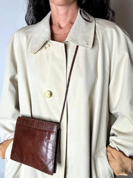Borsa bandoulière vintage Fendi in pelle marrone mogano con logo a rilievo