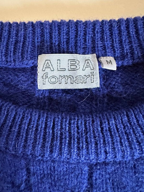 Maglione a trecce girocollo blu Cloisonne Alba Fornari