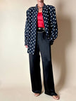 Completo oversize nero a pois bianchi in Cupro “Divina”
