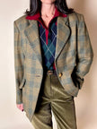 Blazer Yves Saint Laurent de lana con estampado de Príncipe de Gales verde y ocre