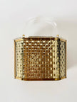Box Bag vintage in lucite e metallo dorato effetto intrecciato