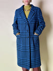 Cappotto in pura lana fantasia principe di Galles blu elettrico e nero Gigli Del Campo