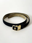 Cintura vintage Yves Saint Laurent in camoscio nero con fibbia logata