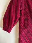 Cappottino in lana e mohair con fantasia a righe diagonali in due tonalità di rosso
