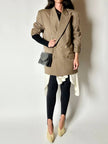 Blazer vintage Yves Saint Laurent in lana cachi doppiopetto con bottoni logati oro