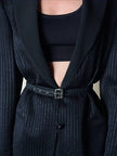 Cintura vintage Fendi in tessuto jacquard nero con loghi allover e fibbia logo