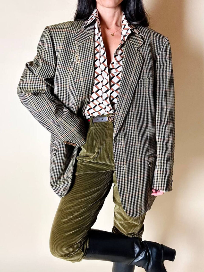 Pantalone a vita alta in corduroy verde oliva Rizzi Sport