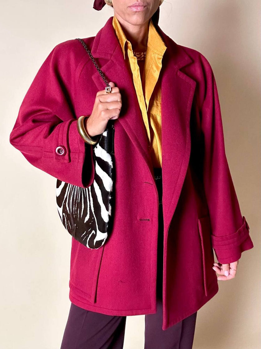 Giaccone Yves Saint Laurent in lana rosso Borgogna