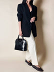 Blazer vintage oversize in rasato di lana nero Dani-Clear