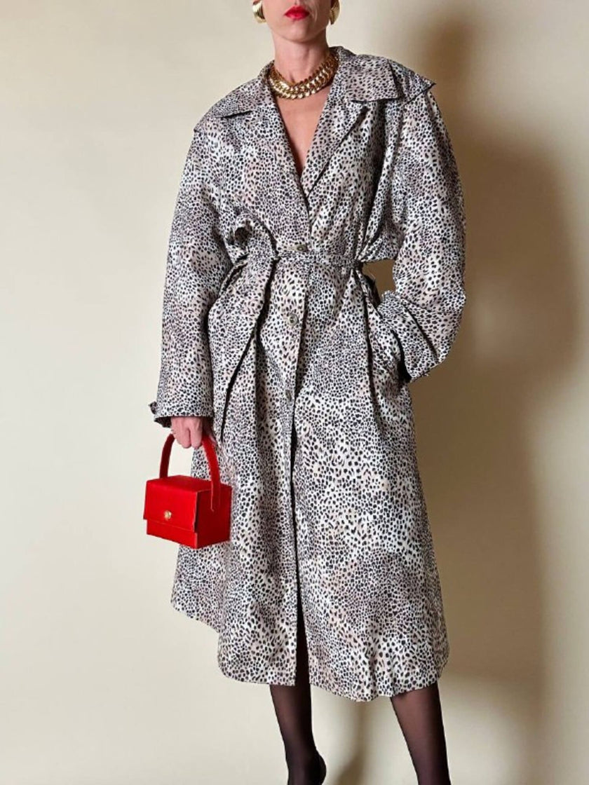 Trench oversize fantasia micro leopardo 