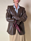 Blazer oversize in pelle color cioccolato