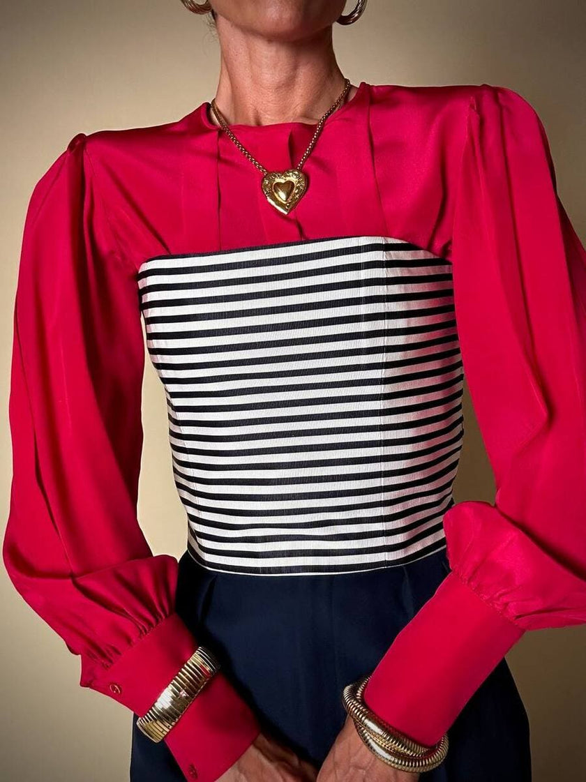 Blusa Yves Saint Laurent Variation in pura seta rossa