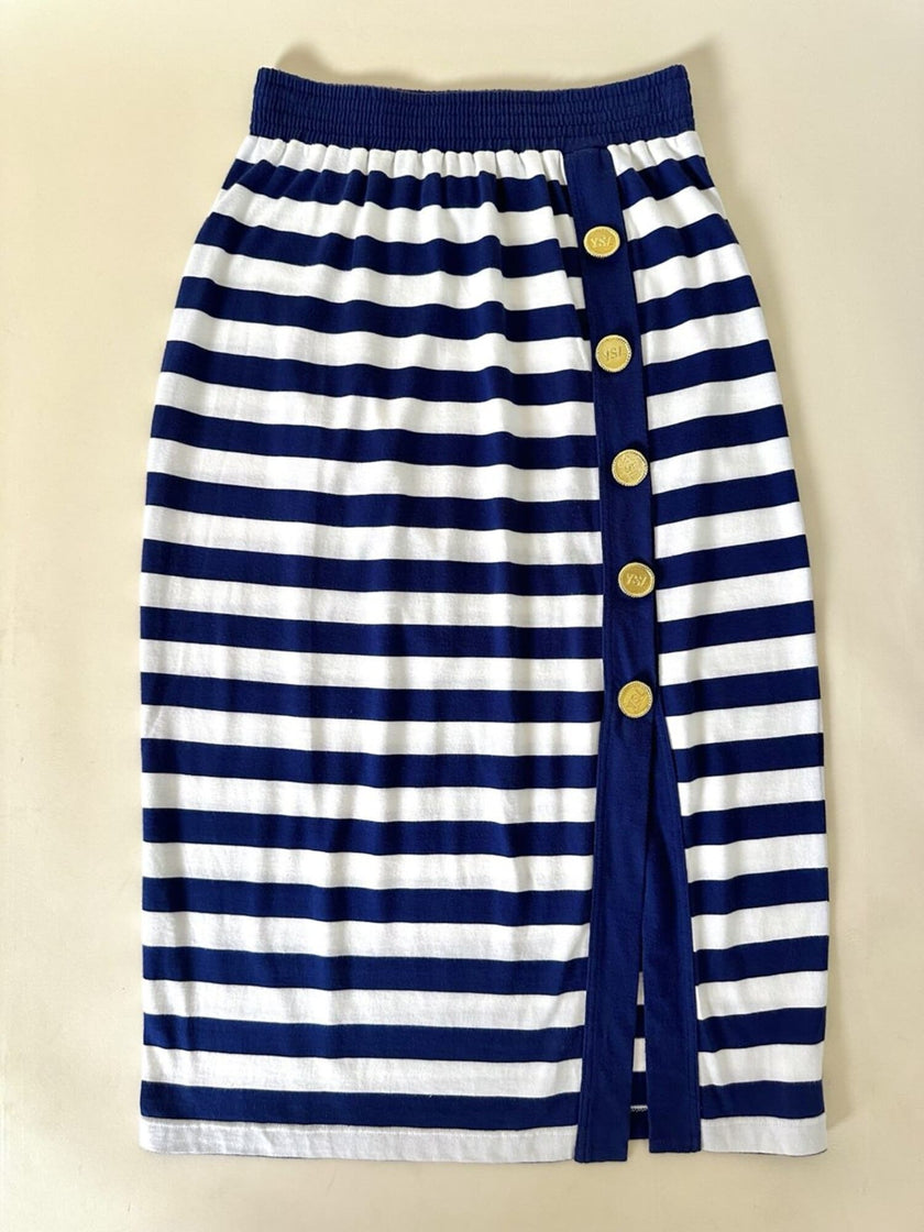 Longuette a righe bianche e blu con bottoni dorati “Yves Saint Laurent”