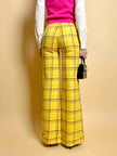 Pantalone a zampa fantasia tartan giallo scuolabus