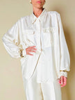 Camicia oversize in seta avorio “È Seta”
