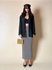 Blazer oversize in seta nera “Années Lauder”