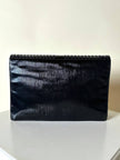 Borsa vintage Fendi in pelle verniciata nera con cuciture concentriche