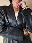 Cappotto lungo in pelle nera